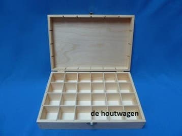 stenenkist - verzamelkist met 24 vakjes - houten kist, Ophalen of Verzenden, Overige typen