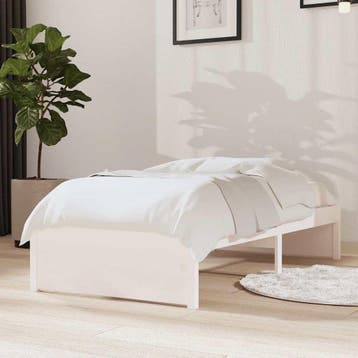 vidaXL Bedframe massief hout wit 75x190 cm, Eenpersoons, Verzenden, Wit, Nieuw
