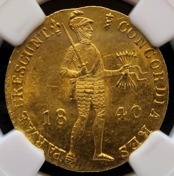 Gouden Dukaat 1840 Lelie MS63 (NGC) (pop 1/2), Verzenden, Munten