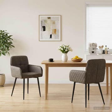 vidaXL Eettafelstoelen 2 st Nep Suede Leer Donkergrijs, Verzenden, Nieuw