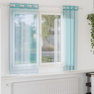 vidaXL Gordijnen voile met doorvoertules 2 st turkoois, Verzenden, Nieuw