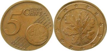 Duitsland Fehlpraegung 2007 5 Cent auf 2 Cent Rohling gep..., Verzenden