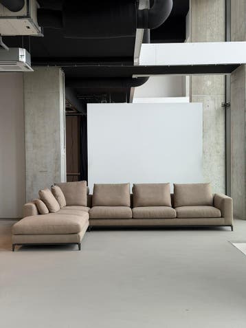 Minotti Andersen Hoekbank | Mocca I NIEUWSTAAT + Garantie, Huis en Inrichting, Banken | Bankstellen, 300 cm of meer, Ophalen of Verzenden
