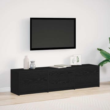 vidaXL TV-kast Zwart Eiken Bewerkt hout, Huis en Inrichting, Minder dan 50 cm, Verzenden, Nieuw, Minder dan 100 cm
