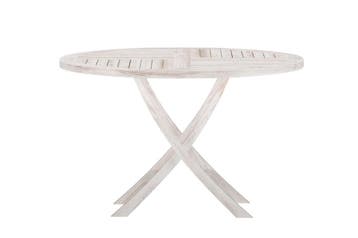 tuintafel-woody-rond-4-personen-whitewash-teak-120cm-the-out, Tuin en Terras, Verzenden, Nieuw