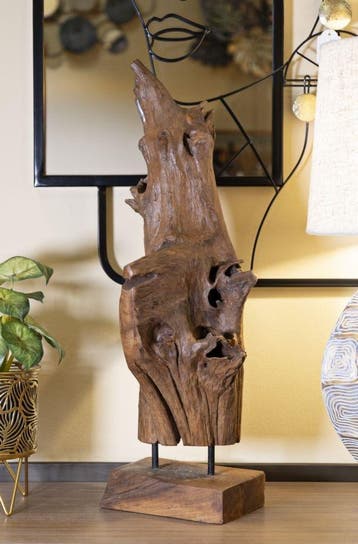 AKAR SCULPTUUR TEAK CM 23X27X64, Ophalen of Verzenden, Nieuw