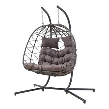 Dubbele hangstoel Skense met standaard grijs 198x156x98 cm [, Verzenden, Nieuw
