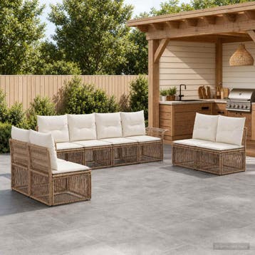 vidaXL Tuinbankenset 8 st Beige poly rattan, Tuin en Terras, Tuinsets en Loungesets, Verzenden, Nieuw, 8 zitplaatsen
