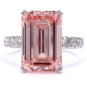 Ring - 18 karaat Witgoud - 11.03ct. tw. Roze Diamant (Fancy, Nieuw