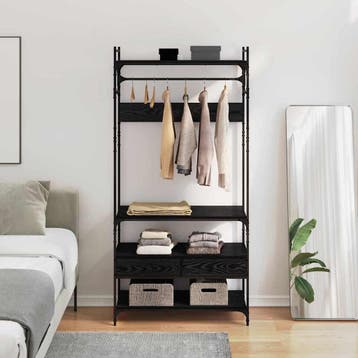 vidaXL Kledingkast Zwart eiken 89 x 39 x 184.5 cm Bewerkt, Huis en Inrichting, Kasten | Kledingkasten, Verzenden, Nieuw