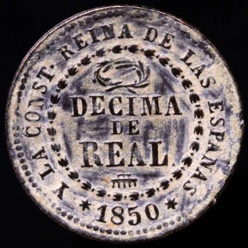 Spanje. Isabel II. Decima de Real Acuñada en Segovia en el