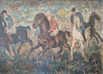 Deutsche Schule (XIX-XX) - Dynamische Reiterszene, Antiek en Kunst