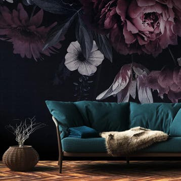 Profhome 382791-GU Fotobehang bloemen mat zwart rood 3,71 m, Verzenden