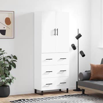 vidaXL buffetkast 69,5x34x180 cm bewerkt hout wit, Minder dan 50 cm, Verzenden, Nieuw, Minder dan 100 cm