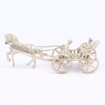 J. Niekerk - Beeldje - Paard en wagen - .835 zilver