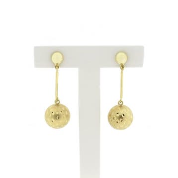 Gouden oorbellen met bollen, Ophalen of Verzenden, Gebruikt, Goud, Goud