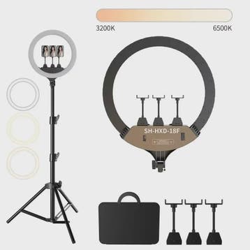 18 Inch Ring Light LED Videolamp met Statief en Telefoonhoud, Verzenden, Nieuw