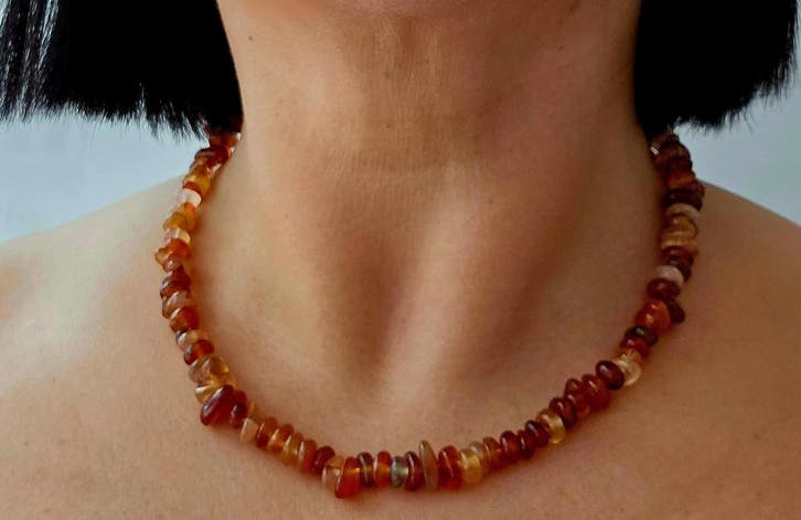 Carneool Ketting met slotje, Sieraden, Tassen en Uiterlijk, Kettingen, Ophalen of Verzenden