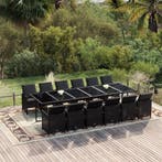vidaXL 13-delige Tuinset met kussens poly rattan zwart, Verzenden, Nieuw, 2 zitplaatsen, Tuinset