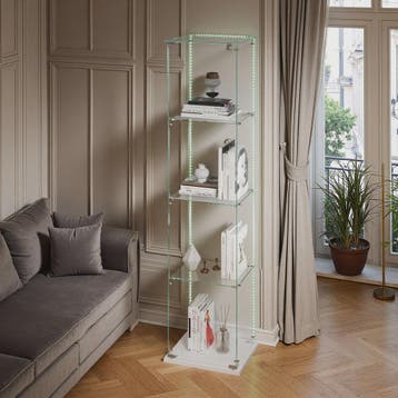 Glazen Vitrinekast met LED Verlichting - 4 Lagen, 1 Deur - S, Verzenden, Nieuw