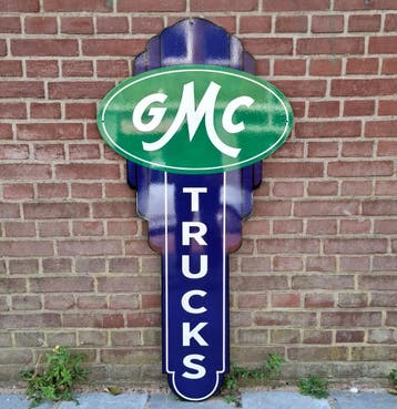 GMC Trucks Groot Stalen Bord - 122 x 60cm, Ophalen, Gebruikt