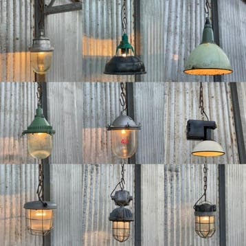 Vintage lampen inudstriële hanglampen fabriekslampen horeca, Ophalen