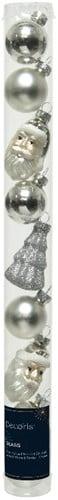 Kerstballen kerstfiguren Glas Zilver 3-6 cm koker 9 stuks, Ophalen of Verzenden, Nieuw