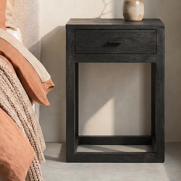 *WOONWINKEL* Nachtkastje Zwart Hout Met Lade, Verzenden, Nieuw