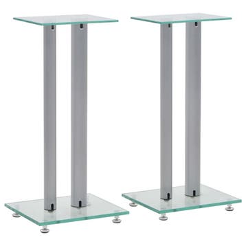 vidaXL Speakerstandaarden zuil-ontwerp gehard glas zilver 2, Muziek en Instrumenten, Standaards, Verzenden, Nieuw