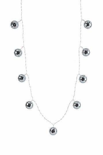 KIMU® Discobal LED Lichtsnoer Zilver Bol Disco Bal Spiegeltj, Ophalen of Verzenden, Nieuw, Feestartikel, Carnaval
