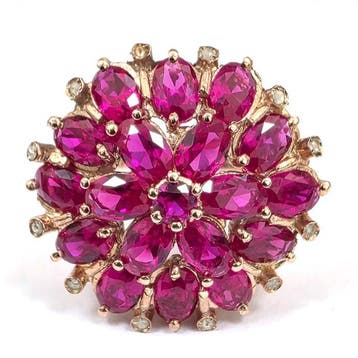 Zonder minimumprijs - Ring - 9 kt. Roségoud, Zilver Spinel -, Nieuw