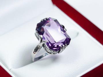 - 830 zilver - 11,50 ct natuurlijke amethist - Ring