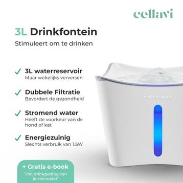 Cellavi S1 Drinkfontein Kat en Hond - Incl. 3 in 1, Dieren en Toebehoren, Ophalen of Verzenden, Zo goed als nieuw