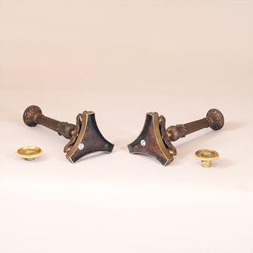 Stel van 2 bronzen deels vergulde kandelaren empire ca 1810, Antiek en Kunst, Ophalen of Verzenden