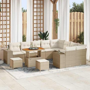 vidaXL Tuin Sofa Set 12 st Beige poly rattan, Verzenden, Nieuw, 2 zitplaatsen