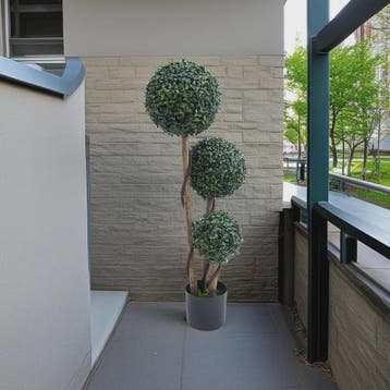 Kunstplant Topiary Boom 90cm met Buxusbollen in Pot - Decora, Verzenden, Nieuw