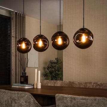 *WOONWINKEL* Hanglamp Met 4 Glazen Bollen Bruin, Huis en Inrichting, Verzenden, Nieuw