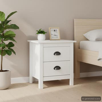 vidaXL Nachtkastje Hill 46x35x49,5 cm massief grenenhout wit, Minder dan 45 cm, Verzenden, Nieuw, Minder dan 55 cm