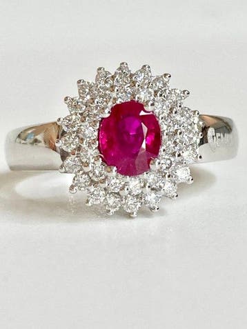 Pala Diamond - Statement ring - 18 karaat Witgoud - 1.04ct.