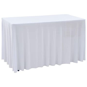 vidaXL 2 st Tafelhoezen stretch met rok 120x60,5x74 cm wit, Verzenden, Nieuw