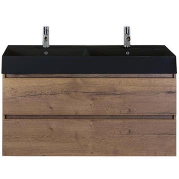 Maxx XL Badmeubelset 120 cm - Tabacco - Wastafel Kube Dubbel, Ophalen of Verzenden, Nieuw