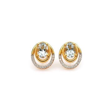 Oorstekers - 14 karaat Geel goud - 1.40ct. tw. Aquamarijn -