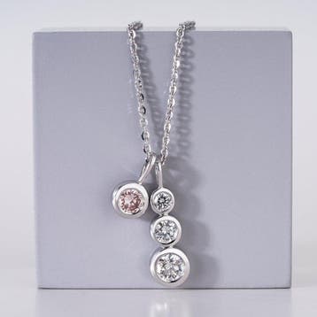 Halsketting - 14 karaat Witgoud - 2.46ct. tw. Roze Diamant, Nieuw