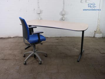 Cockpit bureau Assenburg ahorn zwart frame handmatig verstel, Verzenden, Gebruikt