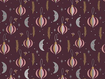 Inpakpapier Kerstmis Maan Kerstbal Aubergine - Breedte 50 cm, Ophalen of Verzenden, Nieuw, Overige typen