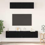 vidaXL Tv-meubelset Wandgemonteerd 4 pcs Zwart Eiken Bewerkt, Minder dan 50 cm, Verzenden, Nieuw, Minder dan 100 cm