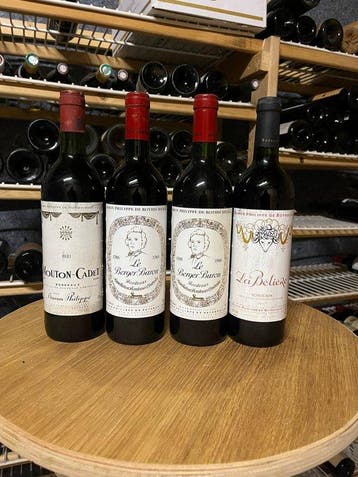1981 Mouton Cadet 1986 x 2 Le Berger Baron & 1997 La Bélière, Nieuw