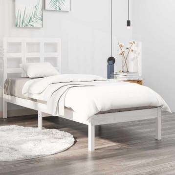 vidaXL Bedframe massief hout wit 75x190 cm, Eenpersoons, Verzenden, Wit, Nieuw