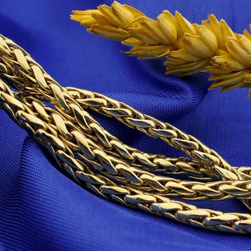 Gouden vossenstaart schakelcollier (Ketting), Ophalen of Verzenden, Gebruikt, Goud, Goud