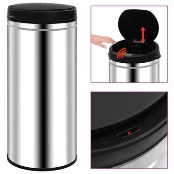vidaXL Prullenbak met automatische sensor 80 L roestvrij, Verzenden, Nieuw